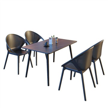 外擺戶外桌椅組合奶茶店餐桌庭院露天露臺陽臺室外黑色簡約桌子[DD010109]