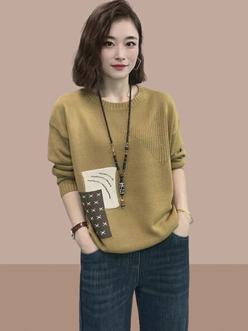 大碼女裝胖mm顯瘦2025春秋冬季新款女士針織衫毛衣長袖上衣爆款鑫弘-素時衣櫥