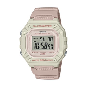 CASIO卡西歐 數位/指針 經典方形 色彩繽紛 輕柔粉 數位顯示系列 W-218HC-4A2_43.2mm / 考試錶