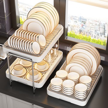 不銹鋼廚房碗碟置物架碗筷收納盒多層碗盤碗架瀝水架子多功能家用