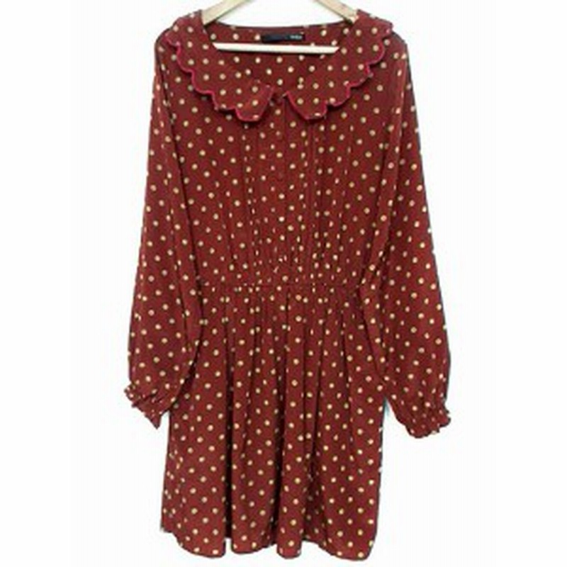 中古 ヘザー Heather ワンピース ミニ 長袖 フレア スカラップ ドット F 赤 レッド o レディース 通販 Lineポイント最大1 0 Get Lineショッピング