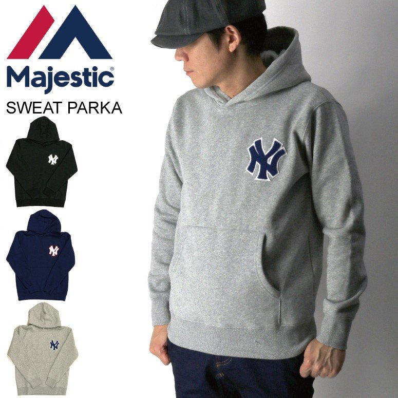 ☆00s☆MAJESTIC☆マジェスティック☆MLBヤンキースタジアム☆パーカー