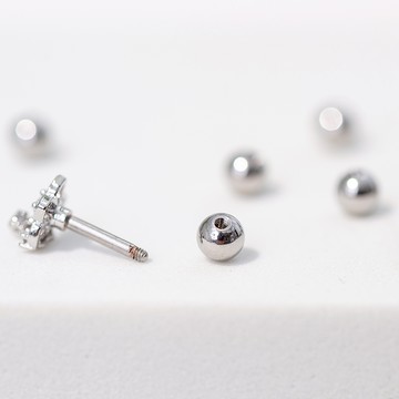 316L醫療鋼針耳堵轉珠-單顆(2色)-X10001