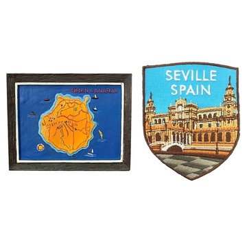 A-ONE 匯旺 磁鐵冰箱貼 + 臂章2件組  7.5 x 6cm  西班牙 大加納利群島 + 塞維利亞