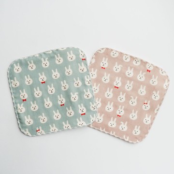 【cocowalk】純棉迷你手帕 - 兔兔 (兩色可選)