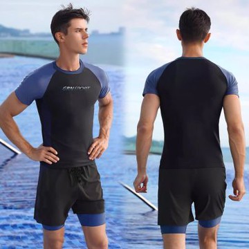 Biki.泳衣L-5L瓦羅男短袖泳裝二件式短褲