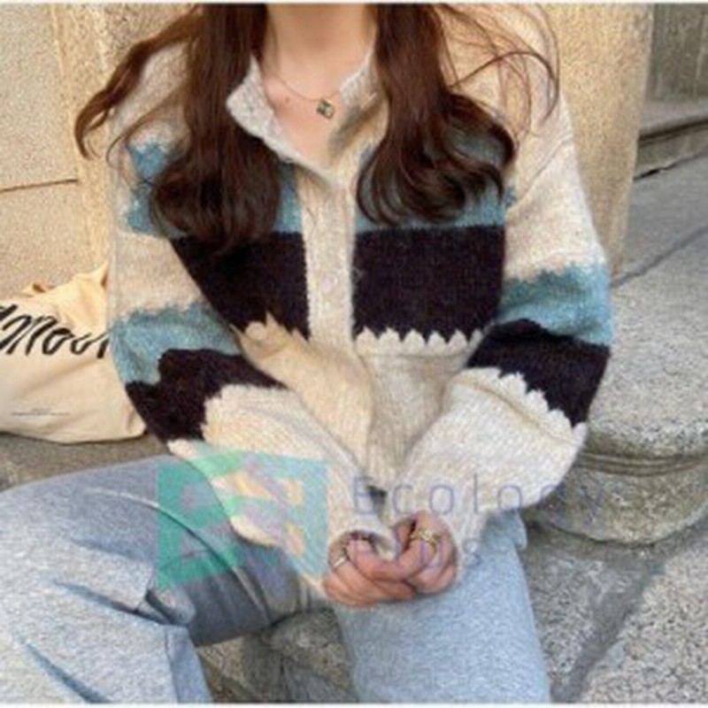 カーディガン レディース ニットカーディガン 丸襟 ニット 春 秋 冬 厚手 秋冬 ショート丈 配色 袖ボリューム おしゃれ ファッション 通 通販 Lineポイント最大4 0 Get Lineショッピング