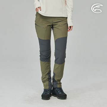 ADISI AP2311139女四面超彈耐磨拼接登山長褲/棕綠/烏木灰