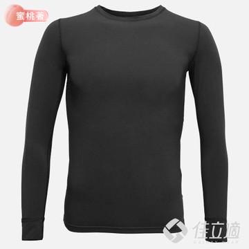佳立適-升溫蓄熱保暖衣-石墨烯系列-蜜桃著素面-男圓領-黑色(採用3M吸濕快排)