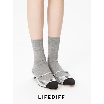 灰色襪子女配小皮鞋中筒襪夏季薄款瑪麗珍襪無骨純色純棉春秋長襪