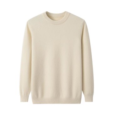 秋冬新款男士純羊絨衫圓領加厚保暖毛衣時尚簡約休閑打底針織衫