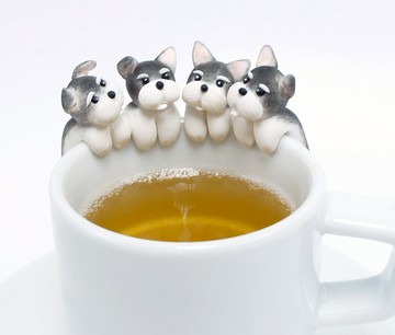 全手作 雪納瑞犬杯緣子 史納莎犬茶包架 掛杯