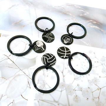 【不鏽鋼鑰匙圈(圓)】原創插畫・排球桌球籃球系隊校隊聖誕畢業禮