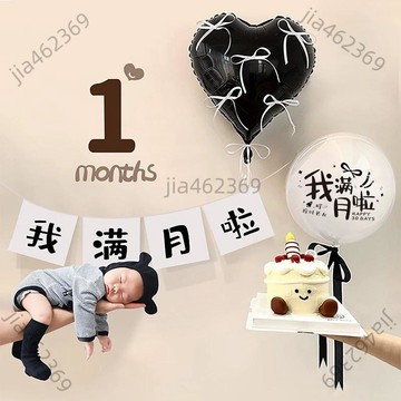 台灣有貨💥免運 寶寶滿月百天拍照道具布置嬰兒場景裝飾氣球100男女孩儀式感30日 GRTU