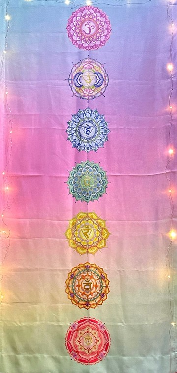 獨家創作 喜悅禪七脈輪曼陀羅 正能量神聖圖騰掛布.瑜伽靜坐鋪巾