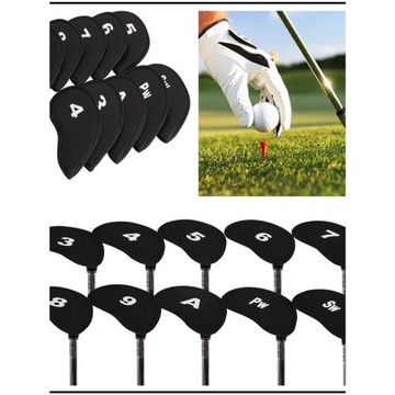 高爾夫球桿套鐵桿頭套 球桿帽套黑色數字鐵桿套10個/組通用保護套