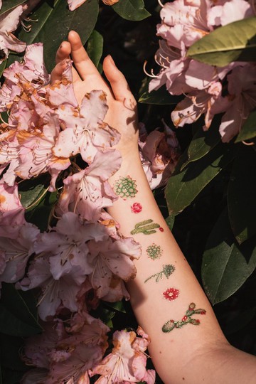 仙人掌2-2入紋身貼紙 原創手繪設計