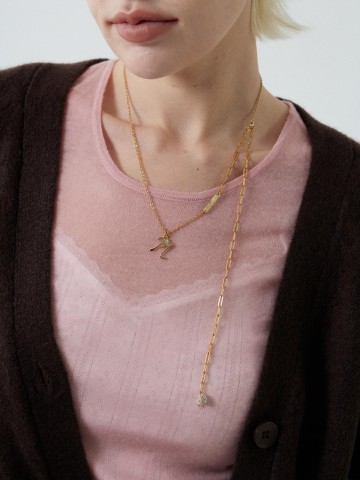 Crystal Initial Chain Necklace