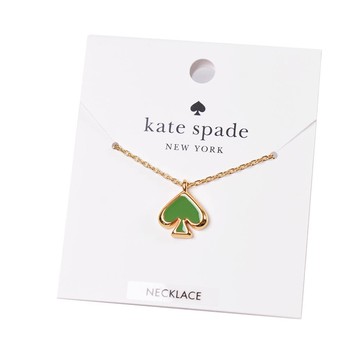 KATE SPADE 琺瑯桃心鎖骨鍊-深綠