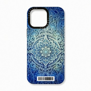 iPhone 16 Pro Max 殼 TRON IPhone 16 Pro Max 藍色漸層印度Henna幸運祝福圖騰  載具 太空殼 透黑款 手機殼