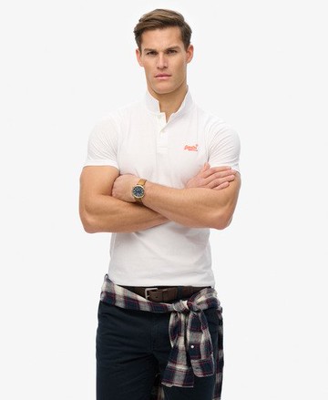 Superdry Men's Men's Essential Logo Neon Jersey Polo Shirt White / Optic - Size: XL