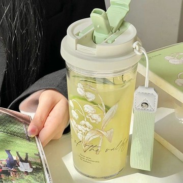 雨菲|免運 水杯 水壺 運動水杯 杯子 2026新款鈴蘭水杯女生高顏值塑料杯便攜咖啡杯便攜式小衆隨手杯子