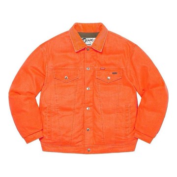 Supreme x Schott Canvas Down Trucker Jacket 'Orange Olive Green'