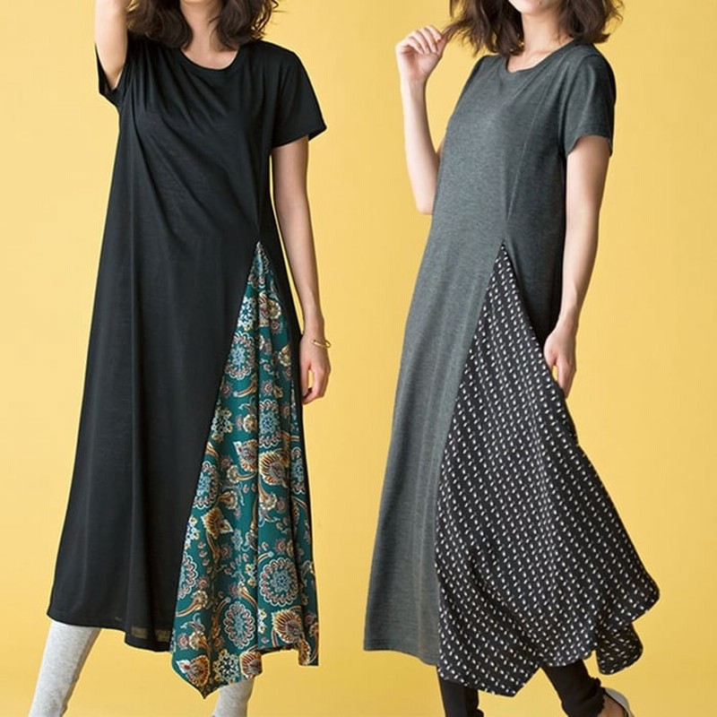 ベルーナ 異素材切替ワンピース ブラック ペイズリー柄 M レディース 通販 Lineポイント最大10 0 Get Lineショッピング