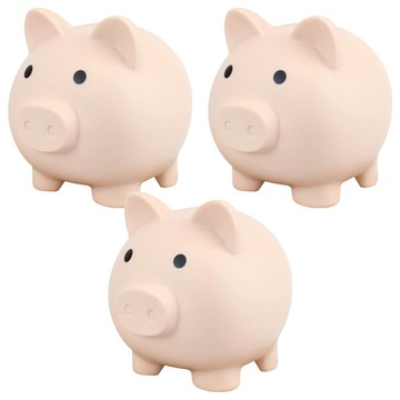 小豬撲滿 樹脂材質 膚色 小號  3個