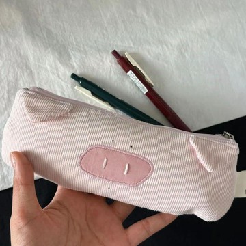 ⭐限時下殺🔥超萌小豬筆袋化妝包簡約純色ins風便攜大容量裝飾文具袋