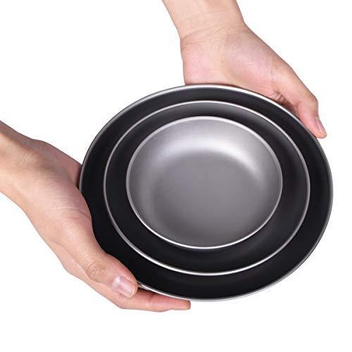 iBasingo チタン製パン皿皿 キャリーメッシュバッグ付き 超軽量 アウトドア キャンプ テーブルウェア 調理器具 汚れキット 3サイズ
