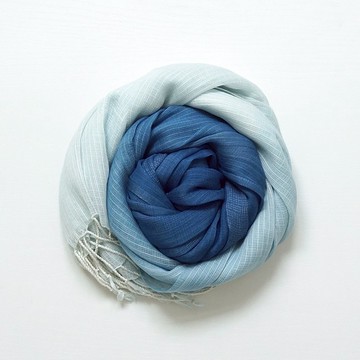 S.A x Spruce Forest 藍染杉樹林自然圖案細格紋絲巾