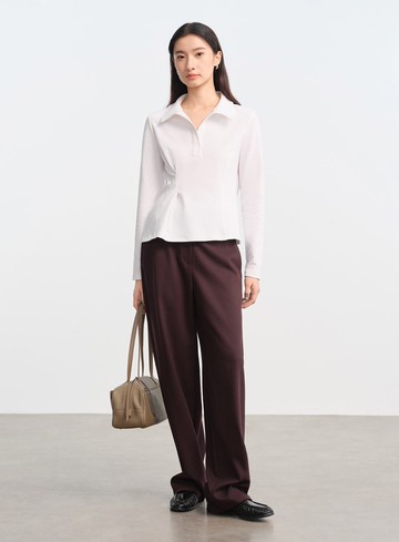 不對稱收腰Polo襯衫