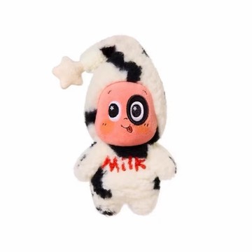 POPMART泡泡瑪特 星星人 歡迎來到月球表面系列 牛奶小布丁毛絨吊卡 玩偶