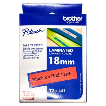 brother 兄弟牌 TZe-441 護貝標籤帶 18mm 適用於PT系列標籤機  紅底黑字