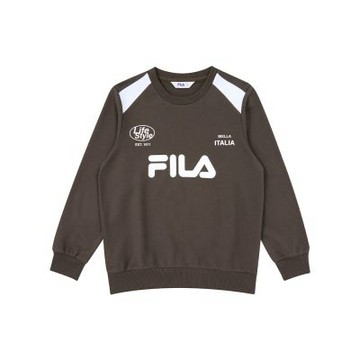 FILA KIDS 童長袖圓領T恤-深灰棕 1TEA-8400-OV