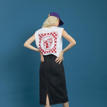 底線格紋棉質背心 / M L