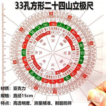 🔥桃園有貨🔥立極尺二十四山方形33孔透明專業高精度耐磨防摔測戶型羅盤立極規 H4G3