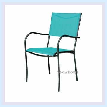雪之屋 鐵製方背沙網椅(深灰管藍綠網)/休閒椅/戶外椅/涼椅 S10A155