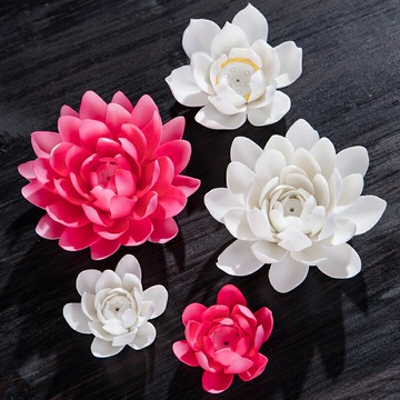 鎏玉堂蓮花香插陶瓷香爐線香底座茶室香道佛具香托荷花瓣香薰香爐