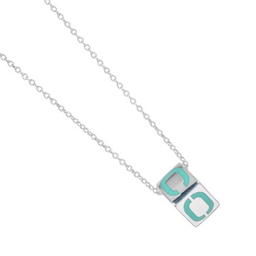 【日本直送】蒂芙尼 TIFFANY&Co. Eira T&Co. Logo 項鍊 Square Mini 稀有 銀 925 x 琺瑯 женские 【二手】