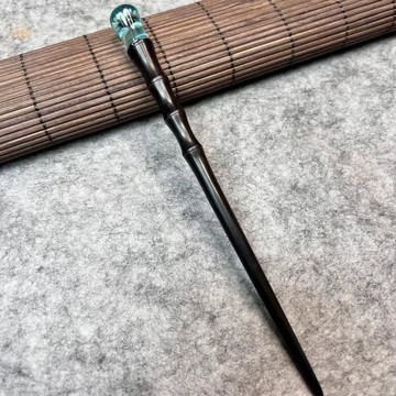 花語、手工樹脂木質髮簪、中式優雅風格、雕花設計、永生花、自然