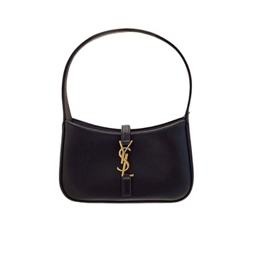 Saint Laurent 710318 YSL LE 5 A 7 光滑皮革迷你包 黑色