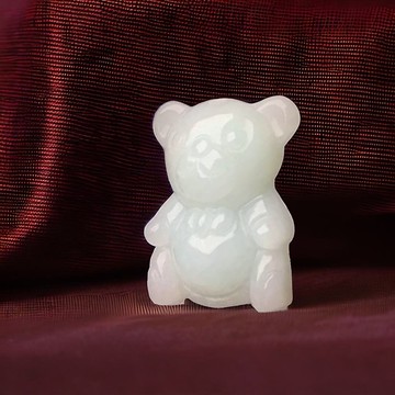 【熊熊玉見你】白翡翡翠小熊項鍊 | 天然緬甸玉翡翠A貨 | 送禮