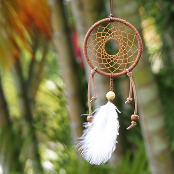 極簡風格丨禮物 手工編織 Dreamcatcher 捕夢網 吊飾-咖啡棕