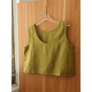 早鳥價 雙面可穿 小圓領+V領  極簡氣質款純漢麻背心上衣爽滑親膚