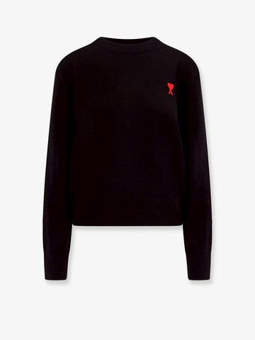 Extrafine merino wool sweater with embroidered logo - AMI PARIS - gender_Woman