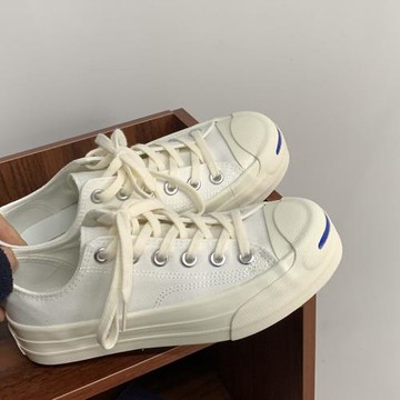 新款厚底小白鞋女韓版百搭增高休閑鞋港味百搭白色開口笑帆布鞋女