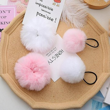 髮飾 蘿莉超萌雙馬尾頭飾仿兔毛頭繩髮圈軟萌萌寶網紅白色玉子日系髮繩