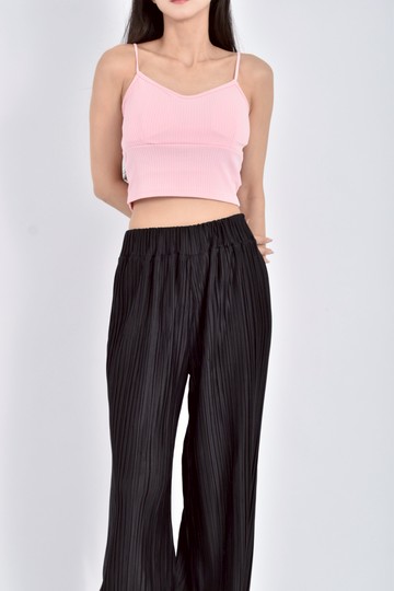 (S) 細肩帶粉色上衣